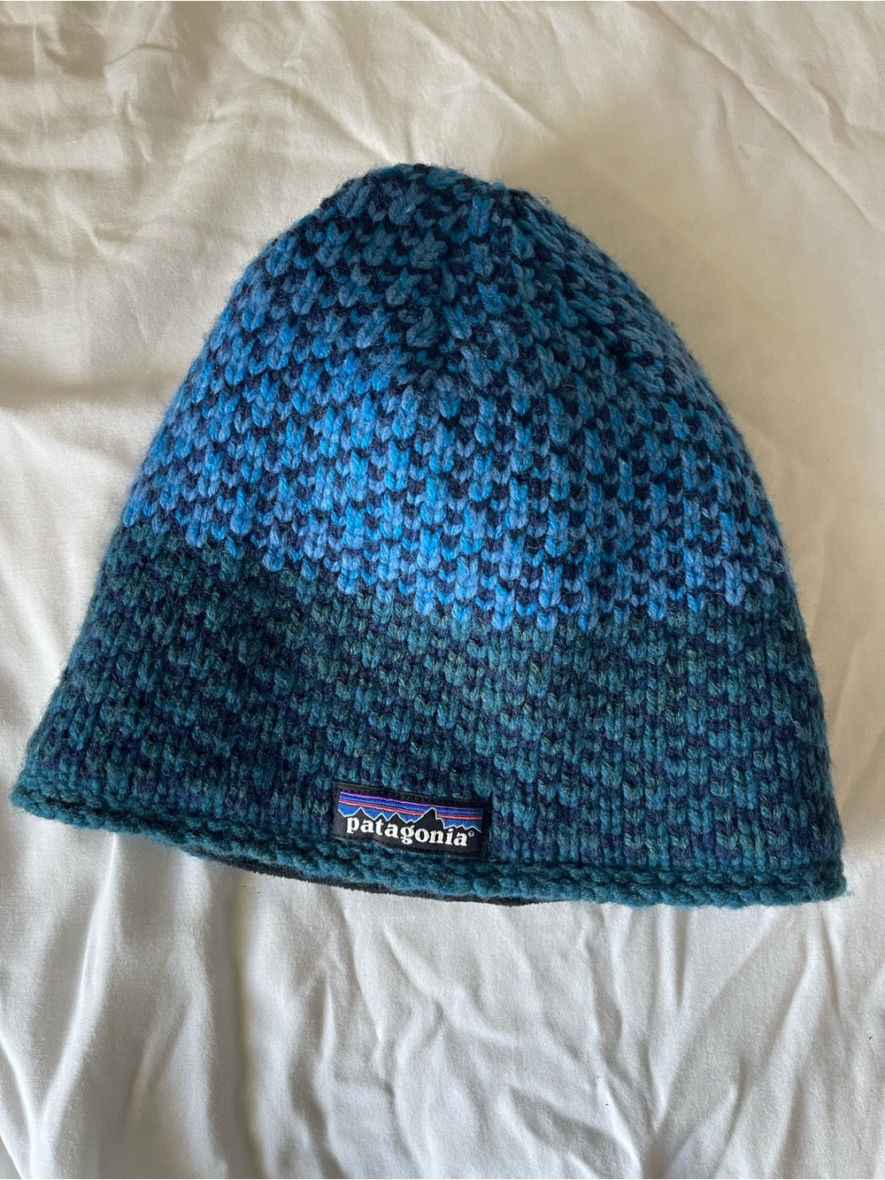 Patagonia Kids Knit Beanie in Teal & Navy Blue
